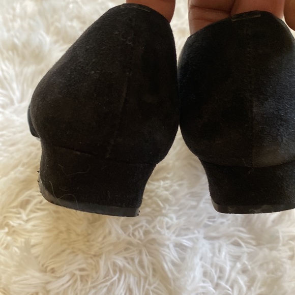 Larry Stuart black suede pointed toe pleated front formal shoes, Sz 7 1/2 M - Picture 7 of 12